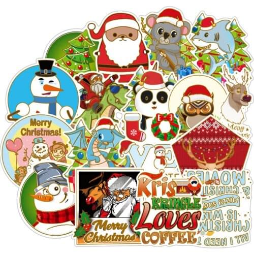 10/30/50PCS Cartoon Christmas Stickers Graffiti PVC Fridge Guitar Laptop Travel Luggage Cool Waterproof Sticker Children Toys