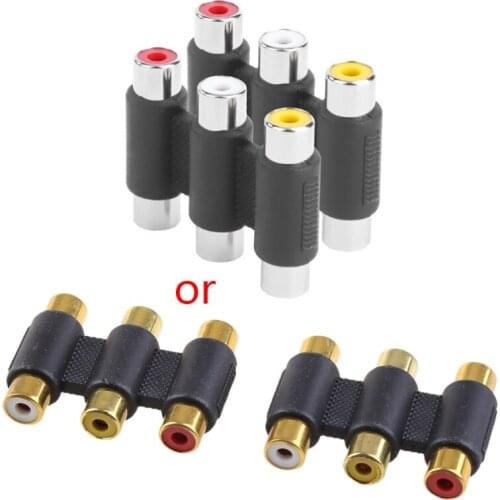 2pcs 3RCA Female to Female Coupler AV Video Audio Adapter Cable Nickel Plated Connector Plug Audio Adapter