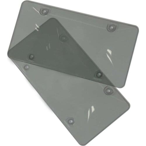 2 Pcs Car License Plate Tag Frame Cover Shield Transparent grey Universal Waterproof us car license plate frame car plate frame