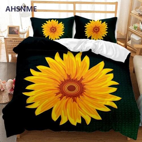 AHSNME Oil Painting Art Sunflower Bedding Set Print Quilt Cover for King Queen Size Market can be customized pattern bedding