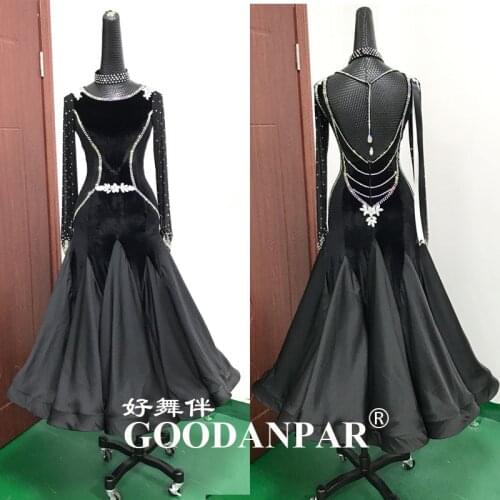 Ballroom dance dresses standard ballroom dancing clothes Competition standard dance dress waltz Long Sleeve Velvet Dress Sexy