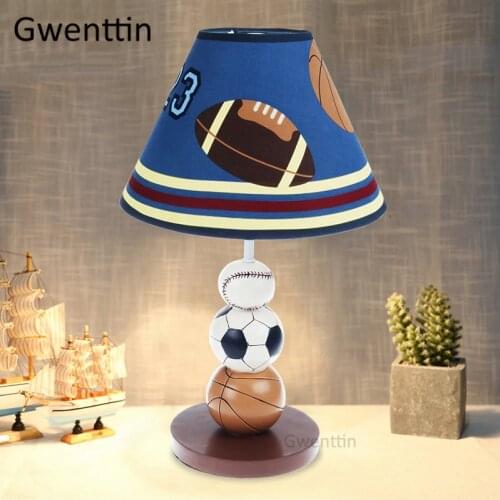 Cartoon Basketball Football Table Lamps for Childrens Room Kids Bedroom Bedside Lamp Led Stand Desk Light Fixtures Home Decor