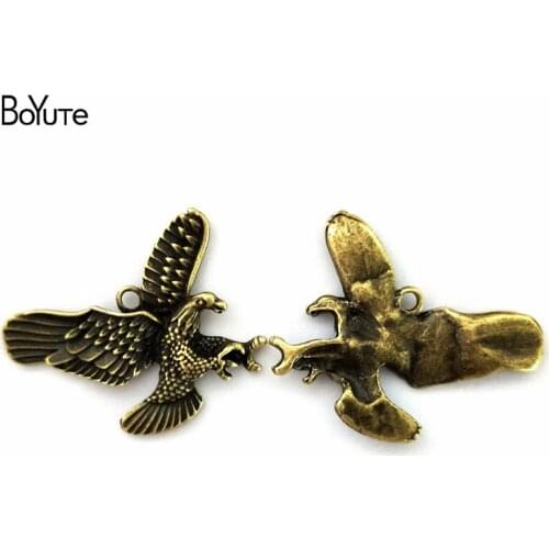 BoYuTe (30 Pieces/Lot) 26*35MM Vintage Style Antique Bronze Silver Plated Zinc Alloy Eagle Pendants for Diy Jewelry Components