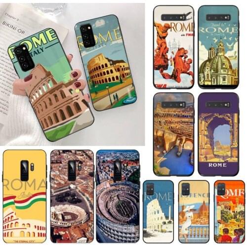 Vintage Colosseum Rome Italy Black Soft Shell Phone Case Capa for Samsung S20 plus Ultra S6 S7 edge S8 S9 plus S10 5G lite 2020