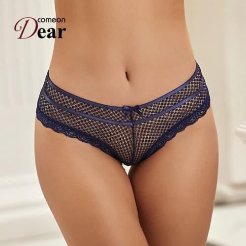 Comeondear Women Lace Panties Breathable Large Size 5XL Solid Color Mid Waist Ultra Thin Hollow Femme Plaid Erotic Sexy Lingerie
