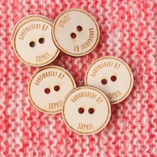 Wood Buttons - Personalised Wooden Buttons with Your Logo or Text (MK001)