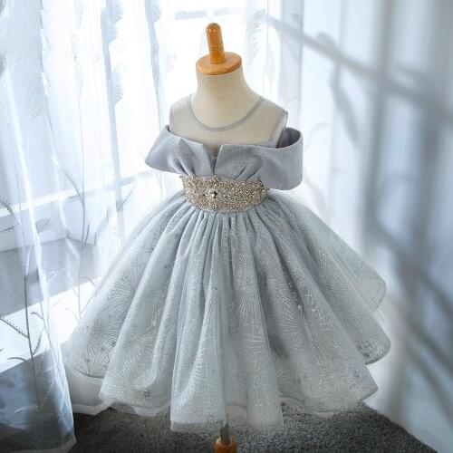 Kids Elegant Dresses Baby Girls Diamond Royal Princess Ball Gown Infant Birthday Easter Dress Girl Boutique Graduation Clothes