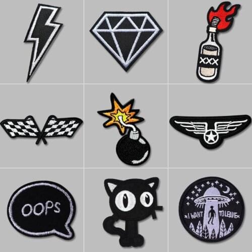 Diy Vintage Bomb Patch Clothes Embroidered Iron On Patches For Clothing Retro Stripes Motif Appliques Parches Ropa Plancha