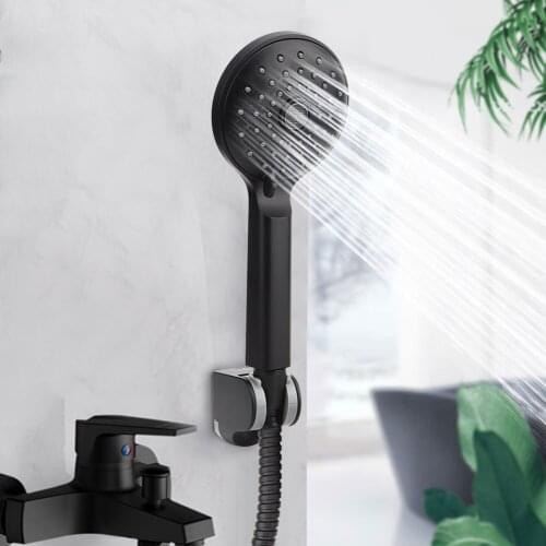 G1/2in ABS Matte Black Handheld Shower Head 2-Functions Pressurized Hand Hold Shower Sprayer Bathroom Rainfall Spray Head
