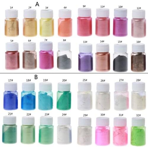 16Colors 10g Resin Colorant Powder Mica Pearlescent Pigments Kit Resin Dye Epoxy Resin DIY Color Toning Jewelry Making