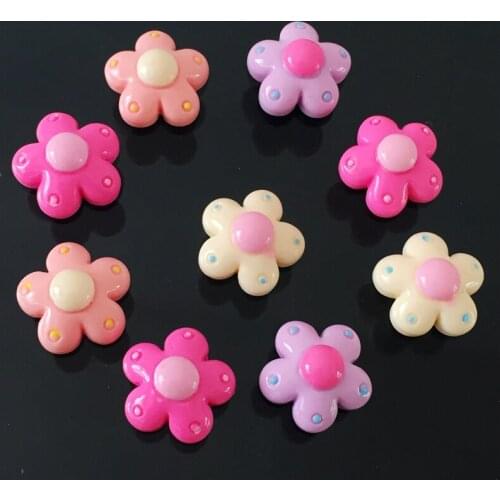 Hot-20pcs 15mm kawaii Mixed color floral flat back resin rhinestone scrapbook button Christmas ornaments-S546