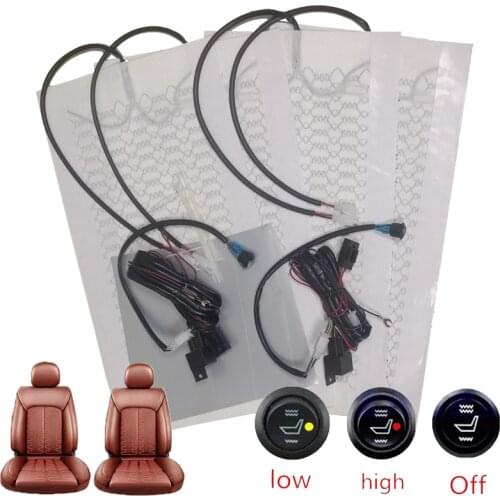 12V Carbon Fiber Car Seat Heater Kit Round Switch Cushion Set Universal Car Seat Heat Pads Winter Warmer Seat Covers Set