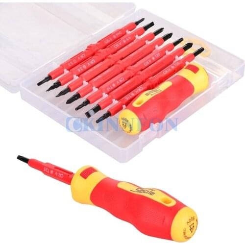 DHL 100Set 7pcs Electricians Insulated Electrical Hand Screwdriver Tool Set Home Garden Hand Tools With Box