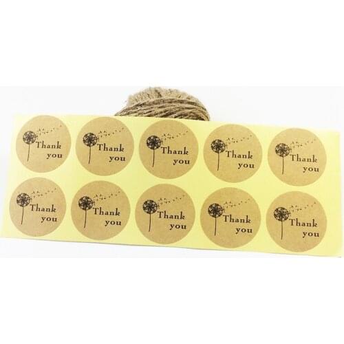Free Shipping 1000 Pcs/lot Cute Thank You Sticker Dandelion Seal Sticker High Quality Handmade Gift Label Sticker