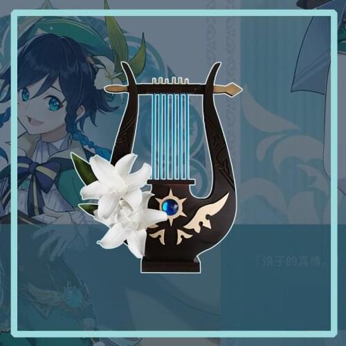 New Game Cosplays Genshin Impact Ventis Harp Cosplay Prop Weapons for Halloween Christmas Fancy Party Props