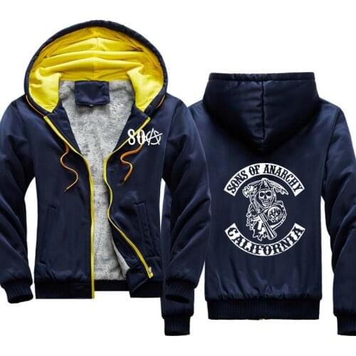 New winter SOA Sons of anarchy the child new Fashion Skeleton Men Sportswear Zipper Hoodies Menthick top