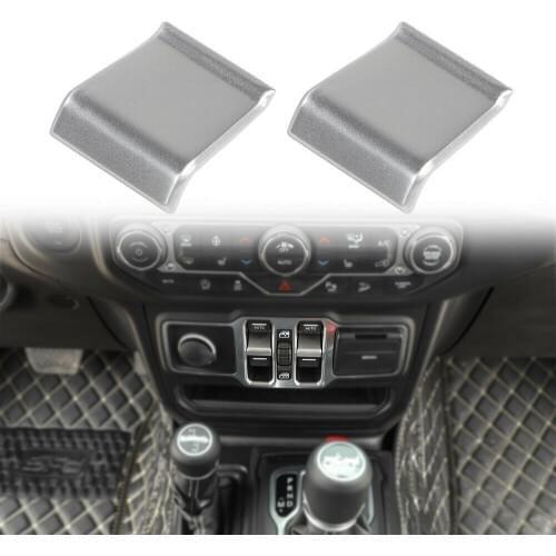 Window Lift Switch Adjust Button Cover Trim Silver Fit For 18+ for Jeep Wrangler JL
