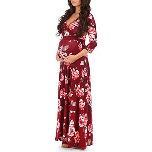 Pregnancy floral Gown Dress Maternity long Dress For Photo Shoot woman breast feeding Plus Size Dress baby shower dress