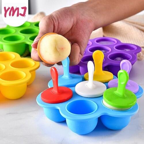 7 Grid Food Grade Silicone Ice Tray Home with Lid DIY Ice Cube Mold Round Shape Ice Cream Popsicle Maker Kitchen Bar Accessories