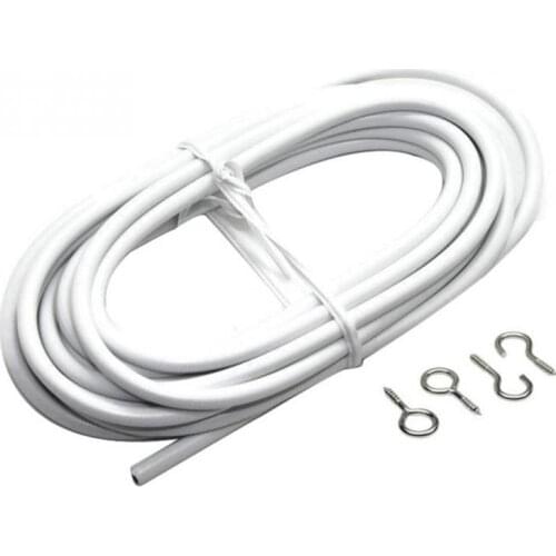 Practical Boutique 2 3 4 m Window Net Curtain Wire Spring Cord Cable Kit + 2 Pair Hooks & Eyes