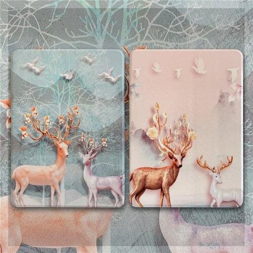 Luxury Silk Texture Elk For iPad Pro 2020 2018 AIR 3 10.5 inch Case for iPad 2017 2018 Air2 9.7 Mini 5 4 3 Cute Cartoon Cover