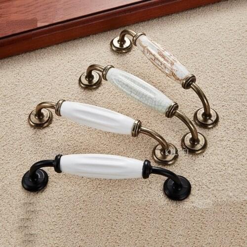 Drawer Cupboard Handles Cabinet Kitchen Knob Arc Nordic Style Black Ivory White Zinc Alloy Ceramic Door Wardrobe Hardware