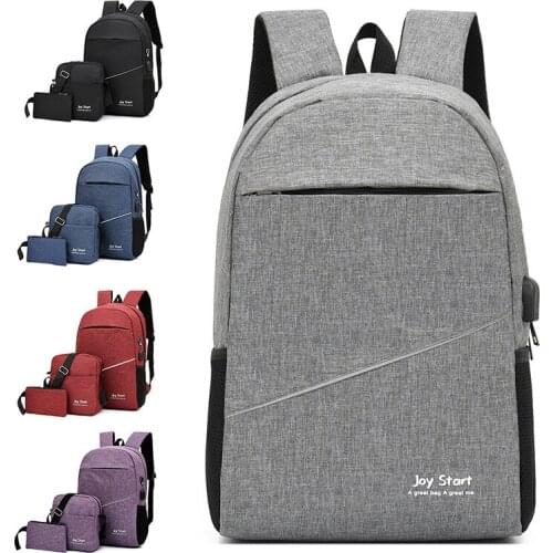 USB Charging Mens Bag Casual Multifunctional Backpacks Men School Bags 3 sets Backpacks Night Reflective 3PCS Mens Backpack