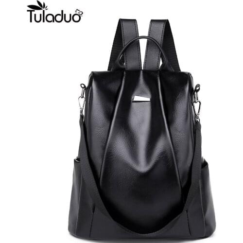 Fashion Simple Casual Womens Backpack Casual Soft Leather Backpacks For Female Famous Brand Backpack Large Capacity Lady Bags