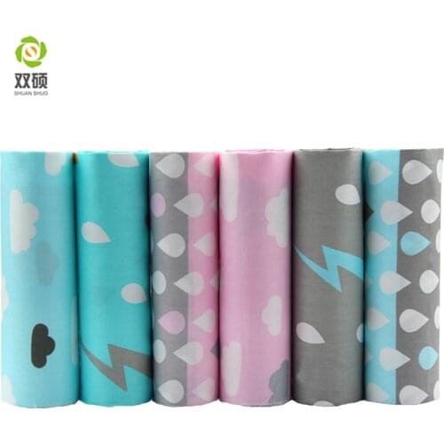 ShuanShuo Clouds are raindrops Twill Cotton Fabric For Sewing Tissue Of Baby Cloth DIY Patchwork Quilting 6 PCS/LOTS 40*50CM