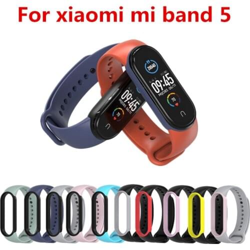 Silicone Bracelet for xiaomi mi band 5 bracelet Pure Dual color Replacement Strap Mi Band 5 Miband 5 Wrist Straps band
