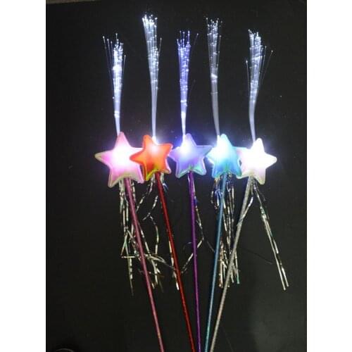 Christmas LED Flashing Halloween Angel Witch Fairy Wands Glow Stick Wand Fiber Optical Star Kids sticks light up toys for kids