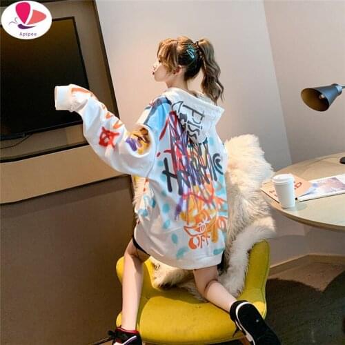 Harajuku Oversized Hoodie Sweatshirt Women Autumn Doodling Print Hoodies Long Sleeve Pullover Loose Cute Hoodie Funny Females