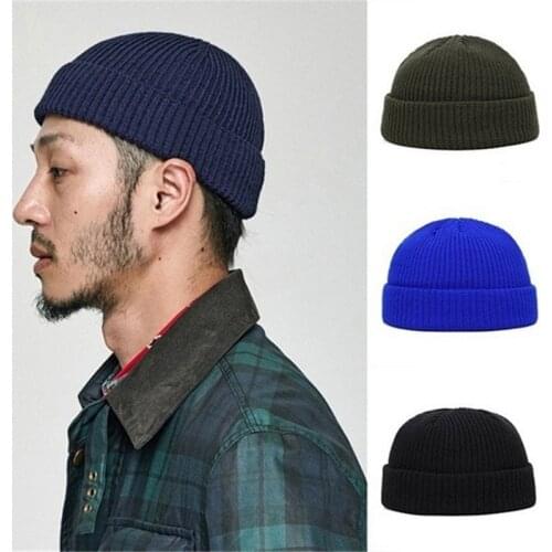 Knitted Hats for Women Skullcap Men Beanie Hat Winter Retro Brimless Baggy Melon Cap Cuff Docker Fisherman Beanies Hats For Men