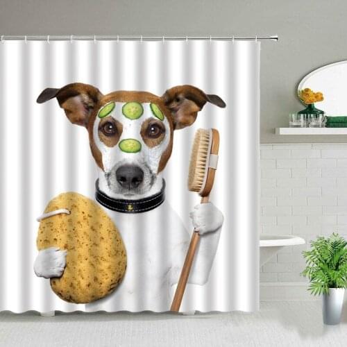 New Cartoon creative cats and dogs curtain in bathroom shower Curtains in the living room Curtain for kitchen Curtains Bath mat