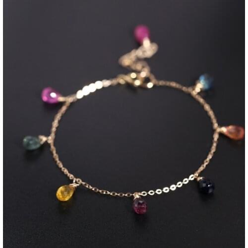 DAIMI GEMSTONES Color Sapphire Bracelet Female Genuine Yellow 14k Gold Filled Color Treasure Bracelet Custom