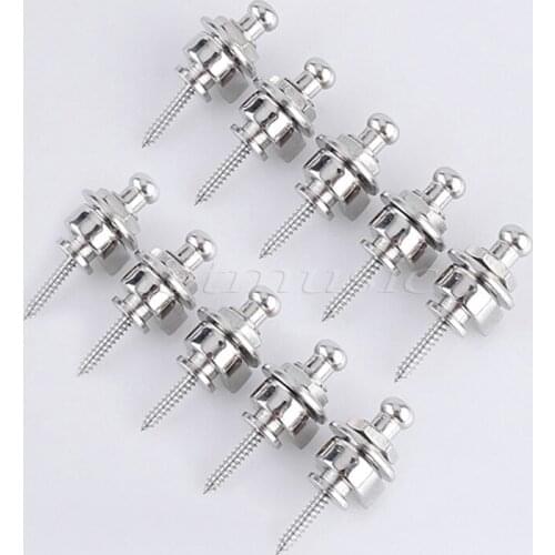 10Pcs Schaller-style Strap Lock for Guitar Bass Round Head Non-slip Chrome