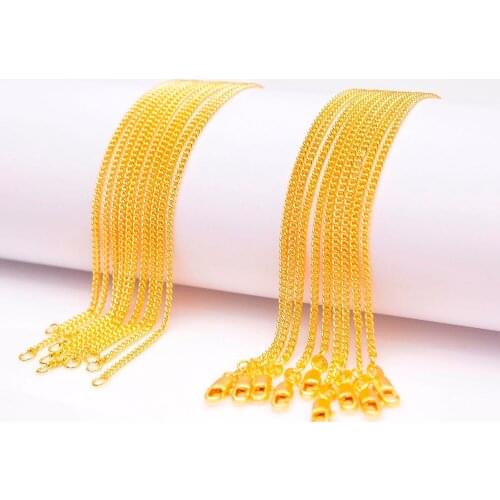 100PCS 16-30 Inches Gold Jewelry Yellow Gold Filled Necklaces Flat Curb Chain GF For Pendant DIY Accessories