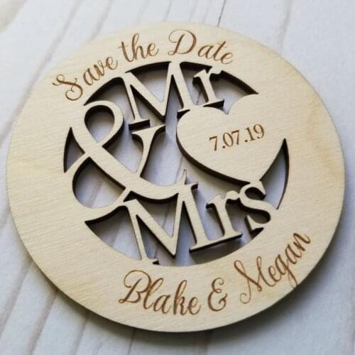 20pcs personalization mr &mrs cut out wedding wooden laser save the date cards wedding favors gifts