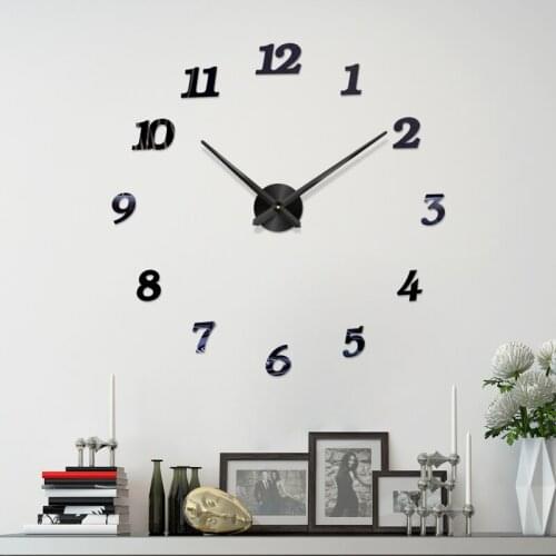 48" Large Size Clock Watch Wall Clocks Horloge 3D Diy Acrylic Mirror Stickers Home Decoration Living Room Quartz Needle Sticker