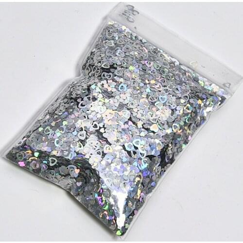 50g/bag Hollow Out Heart Shaped Sequins DIY Laser Sequins Holo Glitter Flakes 12 Colors Shiny Nail Art Glitter Spangles FT#87