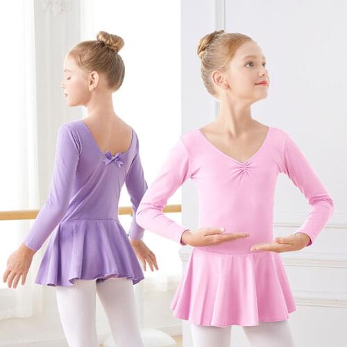 Ballet Dance Skirts Girls Children Two Piece Seperates Dress&Shorts Long Sleeve Dance Wear Dress Ballet Dance Costumes