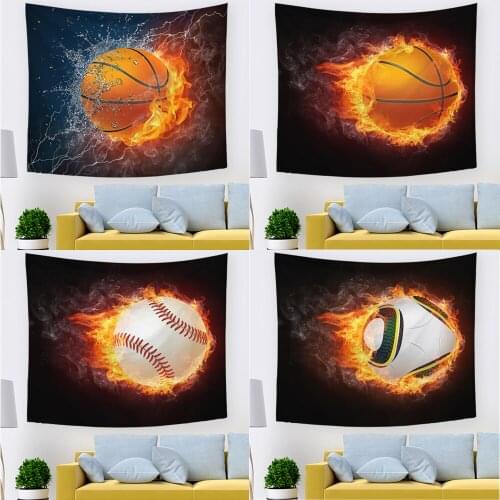Basketball Fire Tapestry Wall Hanging Baseball Soccer Printing Tapestry Blankets Indian Bohemian Living Room Hippie Tapestries