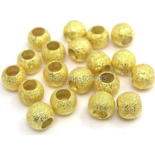 Free shipping 50pcs 10mm dia. gold color new design metal big hole charms beads fit European bracelet DIY