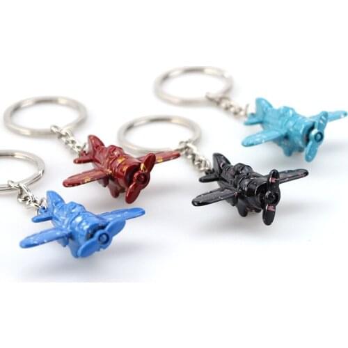 Auto Keychain Keyring 3D Metal Car Key Ring High-grade Simulation Propeller Fighter Airliner Model Key Chain Keyfob Pendant