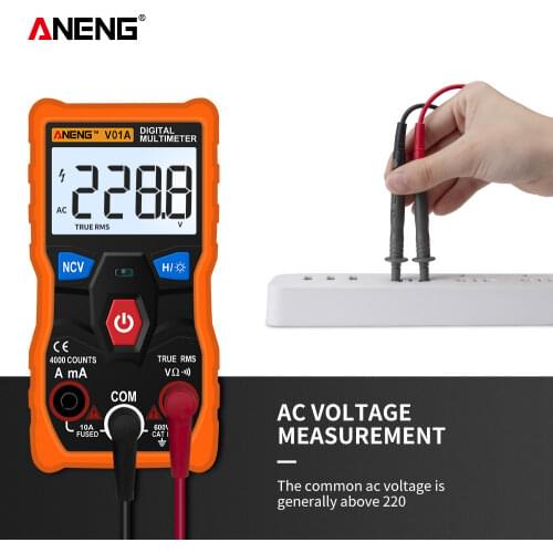 ANEG V01A Digital Multimeter Automatic True-RMS intelligent NCV 4000 Counts AC/DC Voltage Current Ohm Test Tool