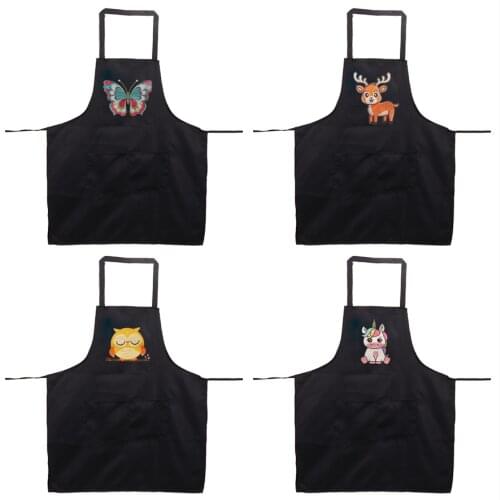 Diamond Painting Apron DIY Diamond Drill Cartoon Apron Rhinestone Diamond Embroidery Mosaic Craft Kitchen Cooking Baking Bib
