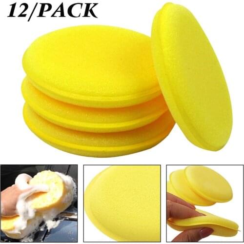 12Pcs Car Waxing Polish Wax Foam Sponge Applicator Pads 10CM Yellow Cleaning Sponge Clean Washer Washing Tool Car Care