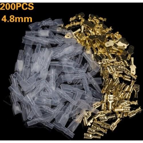 200PCS 2.8/4.8/6.3mm Female/Male Spade Terminals Wire Connectors Crimp Terminals Crimp With Transparent Insulating Sleeves