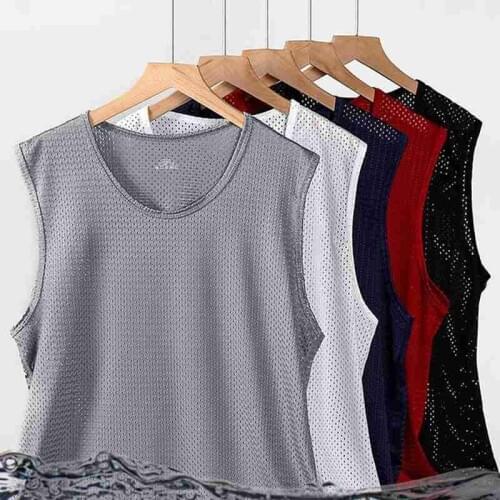 1pcs Men Tank Top Mens Sports Underwear Ice Silk Summer Sleeveless Tank Top Muscle Vest Gymclothing Men Tank Top