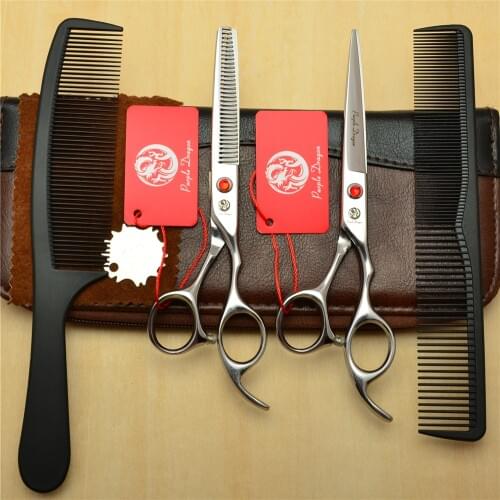 4Pcs Set 5.5''/6.0''/6.5'' Purple Dragon Red Gem Hairdressing Cutting + Thinning Shears Professional Human Hair Scissors Suit